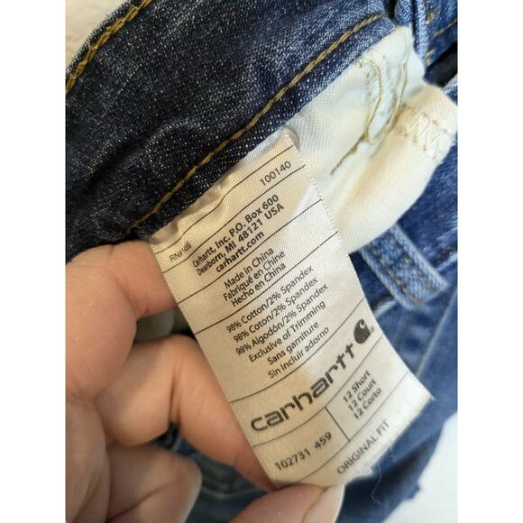CARHARTT Women Size 12 Short Original Fit Straight Leg Work Jeans Denim $70 MSRP - Picture 6 of 7